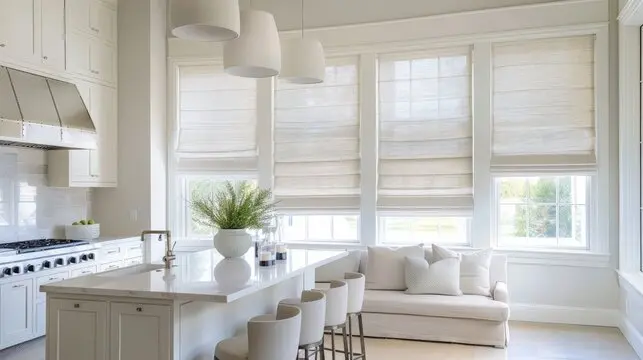Roman shade installed in a Great Falls room
